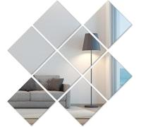 Heilmetz Lot de 8 carreaux de miroir autocollants en verre - 15 x 15 cm - Miroir à coller - HD DIY - Pour décoration murale, armoire, salle de bain, salon, chambre à coucher