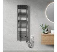 Heilmetz Radiateur électrique 140 x 40 cm anthracite tubes droits Radiateur électrique de salle de bain avec minuterie Sans élément chauffant