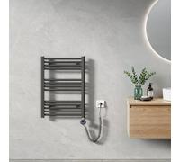 Heilmetz Radiateur électrique 70 x 50 cm anthracite tubes droits Radiateur électrique de salle de bain avec minuterie Sans élément chauffant