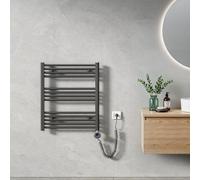 Heilmetz Radiateur électrique 70 x 60 cm anthracite tubes ronds droits Radiateur électrique de salle de bain avec minuterie Sans élément chauffant