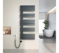 Heilmetz seche Serviette Electrique 500 x 1176 mm,avec élément Chauffant thermostatique et Fonction minuterie,radiateur seche Serviette Electrique Salle de Bain Tube Plat (Anthracite)