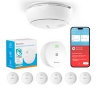 Heiman Detecteur de Fumée Connecté - Lot de 6 avec Passerelle & Contrôle Via App, Batterie 10 Ans, Certifié NF & en 14604, Q-Label, Détecteur de Fumée avec Fixation Magnétique, Blanc