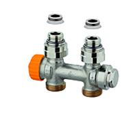 Heimeier Vanne thermostatique Multilux Eclipse 3865-02.000 Rp 2000 / 2, passage, pour système à deux tuyaux, bronze nickelé