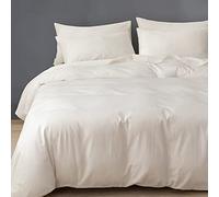 HeimenAogo Parure de lit 3 pièces en Coton égyptien 600 Fils au Pouce carré, Ultra Douce et Respirante, avec Fermeture éclair, Housse de Couette en Coton lavé à Fibres Longues, Texture Semblable au