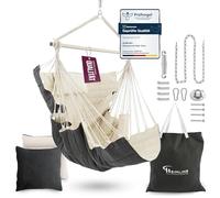 Heimling Fauteuil suspendu XXL haut de gamme pour intérieur et extérieur Paquet tout compris avec suspension + 3 coussins Salon, chambre à coucher
