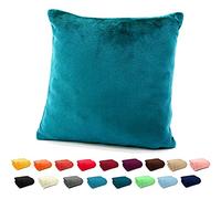 heimtexland ® Coussin en flanelle super doux - Type 380 - Bleu pétrole foncé - 48 x 48 cm