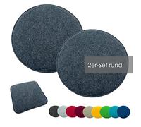 heimtexland ® Lot de 2 coussins d'assise coussins de chaise coussins de sol galettes de chaise intérieur extérieur coussins ronds en feutre Typ631 anthracite chiné 35 x 35 cm 2 pièces
