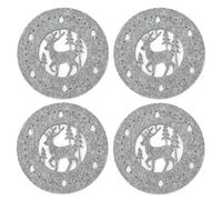 heimtexland ® Lot de 4 dessous de verre ronds en feutre - 11 cm - Gris - Cerf - Décoration de Noël - Type 608