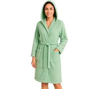 Heimtexland ® Peignoir pour femme en tissu gaufré Peignoir de sauna Capuche en tissu éponge 100 % coton Séchage rapide Absorbant Doux pour la peau Type 915 Vert M