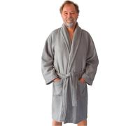 Heimtexland ® Peignoir pour homme en tissu gaufré Peignoir de sauna en tissu éponge Col châle 100 % coton Séchage rapide Absorbant Doux pour la peau Type 915 Gris L
