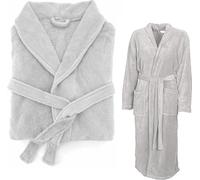 heimtexland ® Peignoir super doux en polaire Teddy Robe de chambre unie moelleuse et à séchage rapide Type 878 gris clair Taille S