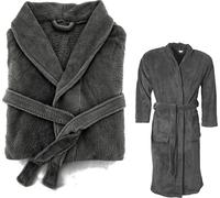 heimtexland ® Peignoir super doux en polaire Teddy Unie moelleux et séchage rapide Type 878 anthracite Taille S