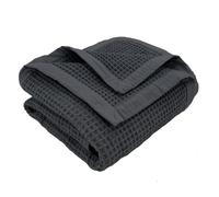 heimtexland ® Plaid en piqué gaufré - Couverture d'été légère - 100 % coton - 150 x 140 cm - Respirant - Régulation de la température - Type 914 - Noir - 1 pièce