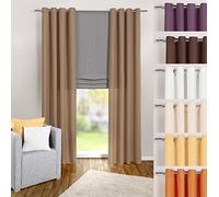 heimtexland ® Rideau à œillets bel Aspect Nougat en Microfibre Opaque et translucide 245 x 140 cm (h x l) - Rideau Marron Clair Type 117