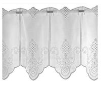 heimtexland ® Rideau brise-bise sur mesure - Baroque brodé - Ornement - Largeur sur demande par incréments de 16 cm - Hauteur du rideau : 60 cm - Blanc