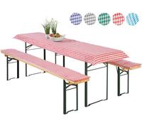 heimtexland ® Set de 3 coussins pour ensemble de brasserie 2x coussins pour banc de brasserie 1x nappe à carreaux Vichy Décoration de table de jardin Type 331 rouge Dimensions de la table 70x220 cm