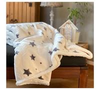 heimtexland ® Soft Touch Typ718 Couverture douillette en peluche Sherpa Motif étoiles Taille XL 200 x 150 cm Certifié Öko-Tex Crème