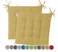 heimtexland Typ551 Lot de 2 coussins de chaise d'extérieur imperméables et résistants aux intempéries - 40 x 40 cm - matelassés - Pour chaise de jardin - Coussins résistants aux UV - Jaune moutarde