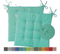 heimtexland Typ551 Lot de 2 coussins de chaise d'extérieur imperméables et résistants aux intempéries - 40 x 40 cm - matelassés - Pour chaise de jardin - Coussins résistants aux UV - Turquoise