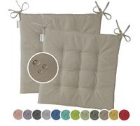 heimtexland Typ551 Lot de 2 coussins de chaise d'extérieur imperméables et résistants aux intempéries - 40 x 40 cm - matelassés - Pour chaise de jardin - Coussins résistants aux UV - Taupe