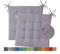 heimtexland Typ551 Lot de 2 coussins de chaise d'extérieur imperméables et résistants aux intempéries - 40 x 40 cm - matelassés - Pour chaise de jardin - Coussins résistants aux UV - Gris foncé