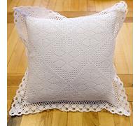 Heimtexland Type 521 Rideau brise-bise et housse de coussin avec dentelle au crochet Style maison de campagne Blanc