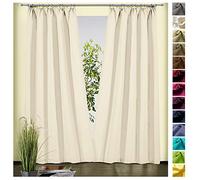 heimtexland Type 625 Rideau décoratif en coton uni avec galon fronceur Ecru 150 x 135 cm