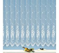 heimtexland Voilage élégant en Jacquard Store à Motif Floral Blanc Pur avec Dimensions souhaitées Qualité contrôlée avec Housse Souple Typ261.