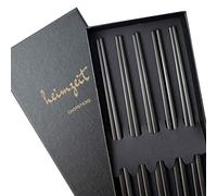 heimzeit 5 Paires de Baguettes en Acier Inoxydable de Haute Qualité en noir | Baguettes à Sushi au Lave-Vaisselle et Réutilisables, Design Élégant et Chic