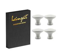 heimzeit Boutons de Meuble Nova 4 Pièces en Aluminium Blanc | Poignées de Placard Rondes de Haute Qualité pour Portes, Tiroirs et Commodes, avec Poignée à un trou et vis