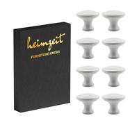 heimzeit Boutons de Meuble Nova 8 Pièces en Aluminium Blanc | Poignées de Placard Rondes de Haute Qualité pour Portes, Tiroirs et Commodes, avec Poignée à un trou et vis