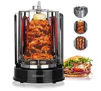 HEINRICHS - Grill Vertical 1400W pour Kebab, Poulet, Viande - Appareil de Cuisson Rotatif Électrique - Idéal pour la Maison - Noir - Facile à Nettoyer et Utiliser