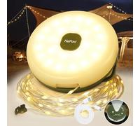 HeiPard Guirlande lumineuse de camping enroulable 10 m, 4 en 1 USB, rechargeable, portable, lampe de camping, lampe de poche avec 9 modes d'éclairage, minuterie, intensité variable, étanche, pour