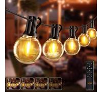 HeiPard Guirlande lumineuse d'extérieur 10 m, 15 LED G40, lumières d'extérieur chaudes réglables avec télécommande, 3 modes + minuterie, IP45 étanche pour jardin, Noël, mariage