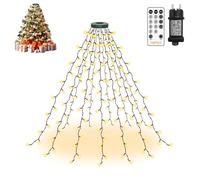 HeiPard Guirlande lumineuse pour sapin de Noël avec anneau, 2m 240 LED, 12 fils, minuterie, 8 modes d'éclairage, étanche, Noël intérieur/extérieur pour sapins de 150cm-240cm, blanc chaud