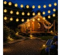 HeiPard Guirlande lumineuse solaire d'extérieur 11m 60LEDs, étanche IP65, 8 modes d'éclairage pour jardin, terrasse, balcon, pergola, mariage, blanc chaud