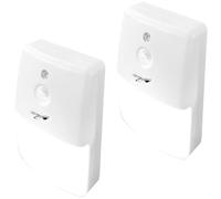 HEITECH Lot de 2 veilleuses LED avec détecteur de mouvement automatique, interrupteur marche/arrêt, fonctionne avec 3 piles AAA incluses