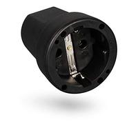 HEITECH - Prise de contact de protection en caoutchouc avec protection anti-torsion - Contact de protection - Noir - 250 V, 16 A, IP20 - Pour l'intérieur - Coupleur Schuko en caoutchouc plein