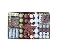 Heitmann Deco Kit de décoration pour l'arbre de Noël, Or, Brun, nacré, 60 pièces, avec Une Pointe de Sapin, des Boules, Une chaîne de Perles, Une Guirlande et des étoiles, du Plastique