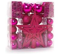 Heitmann Deco Kit de décoration, pour Sapin de Noël, Rose, 45 pièces, avec cimier de Sapin, Boules, chaînes de Perles et guirlandes, en Plastique.