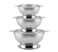 HEIYUET Lot de 3 Passoire Cuisine Inox avec Poignée et Base, Egouttoir Vaisselle Inox, Tamis Cuisine, pour Vidage et Rinçage des Légumes, Fruits, Pâtes, Riz, 19/22/28 cm