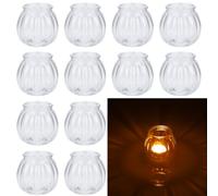 Hejo 12 Pièces Photophore Bougie, 7.3x8cm Type Citrouille Bougeoir Verre | Classique Support Bougie Chauffe Plat, Exquis Photophore Bougie Décoratifs pour Mariage Fête Décoration de Noël Halloween