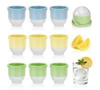Hejo 9 Pièces Moule à Glacons Boule, 6cm Grands Glaçons Moule Rond en Silicone, Démoulage facile, Sans BPA, Bac à Glaçon Réutilisable Anti-fuite pour Boissons, Whisky, Cocktails(Bleu, Jaune, Vert)