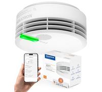 Hekatron Genius Plus X - Détecteur de fumée avec Piles et Patins adhésifs Inclus - en Blanc