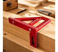 HEKOBAG Rapporteur Carré pour le Travail du Bois, Equerre 3D Aluminium à 45/90 Degrés, Équerre Charpentier 3D, Règle de Mesure Multi-Angle 3D, Équerre 3D d'Onglet pour Ingénieur, Bricolage (Rouge)