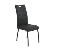 Hela Tische, 1 Chaise Esszimo Petra en Microfibre Anthracite, Pieds Ronds en métal, Dossier avec poignée
