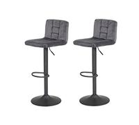 Hela Tische Amanda Lot De 2 Tabourets De Bar, Revêtement en Velours Gris, Piétement Gris Rotatif À 360°, Pied Trompette, Fonction De Levage