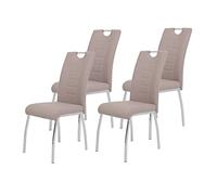 Hela Tische, Andrea Lot de 4 chaises de Salle à Manger, revêtement en Similicuir Cappuccino, Armature en Tube Rond chromé, 100 x 43 x 64 cm