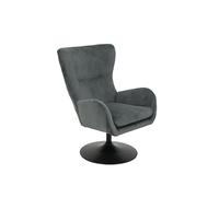 Hela Tische, Fauteuil Lounge Samos, Housse en Velours côtelé, Dossier Haut, Cadre Trompette pivotant à 360°, 70 x 81 x 96 cm