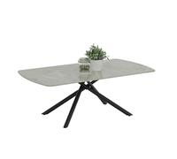 Hela Tische, Fred Table Basse avec Plateau en Pierre, décor marbre Gris, Armature d'araignée, métal, Noir, 120 x 68 x 45 cm